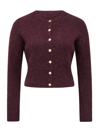 Tilly Crew Neck Cardigan Purple