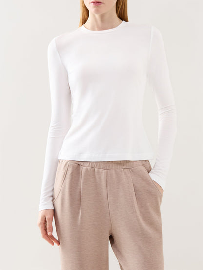 Edna Long Sleeve Fitted Tee White