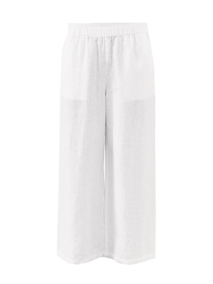 Ankle Wide Leg Trousers White