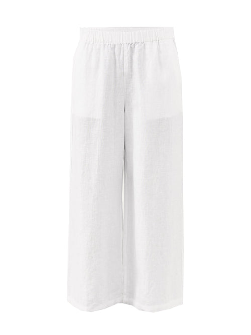Ankle Wide Leg Trousers White