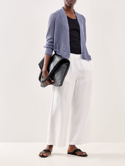 Ankle Wide Leg Trousers White
