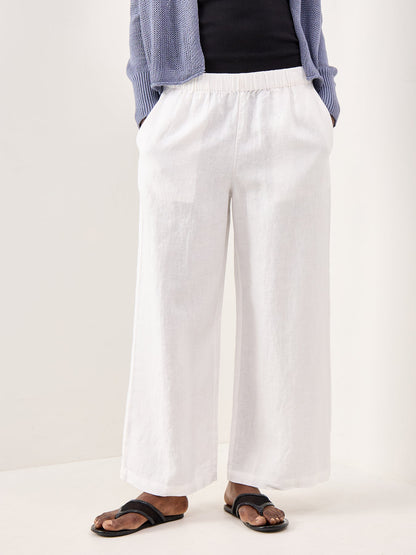 Ankle Wide Leg Trousers White