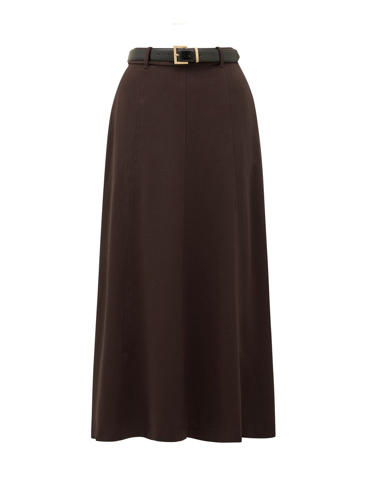 Celine Belted Midi Skirt Chocolate