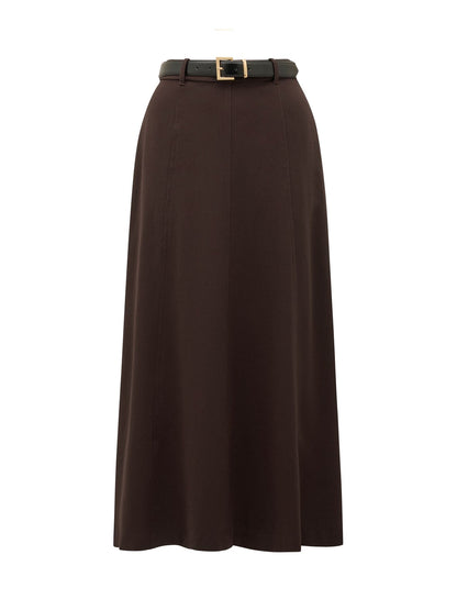 Celine Belted Midi Skirt Chocolate