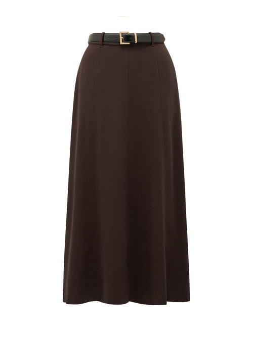 Celine Belted Midi Skirt Chocolate