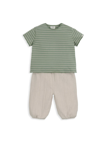 Baby Stripe T-Shirt and Trouser Set Blue