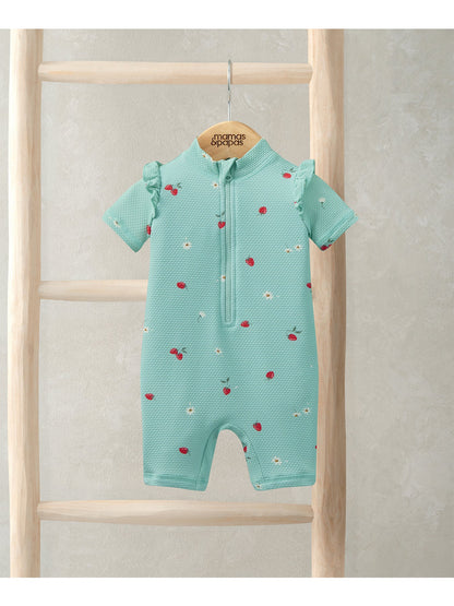 Baby Strawberry Print Rashsuit Blue