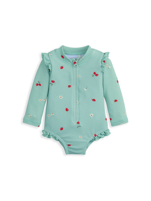 Baby Strawberry Print Swimsuit Blue