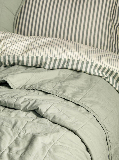 Cotton Hebden Washed Bedspread 150 x 200cm - Bay Green