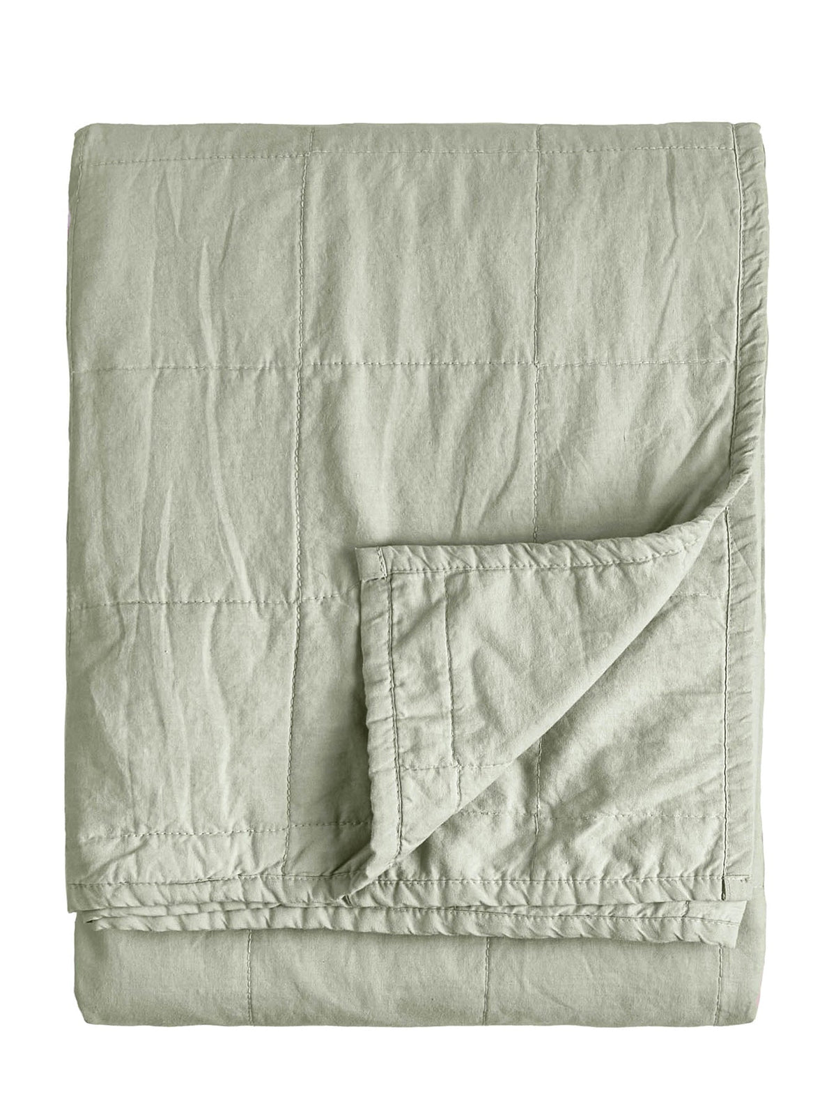 Cotton Hebden Washed Bedspread 150 x 200cm - Bay Green