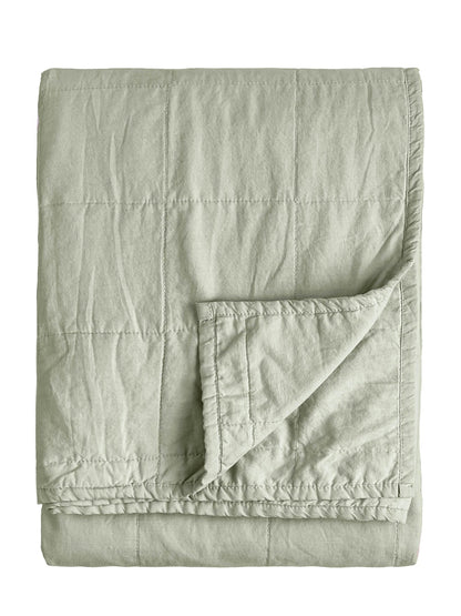 Cotton Hebden Washed Bedspread 150 x 200cm - Bay Green