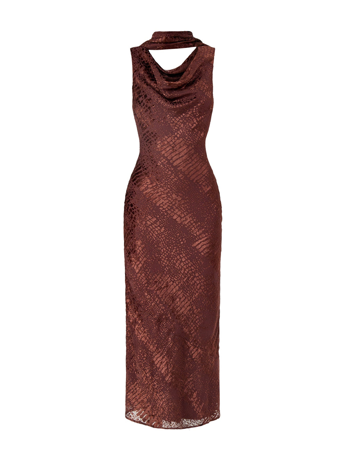 Ainsley Cowl Neck Maxi Slip Dress Brown