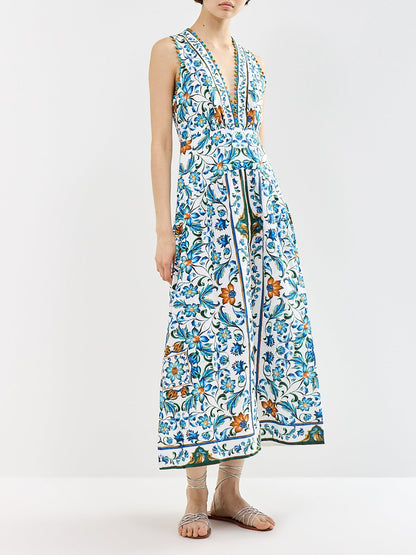Flora Tile Midi Dress