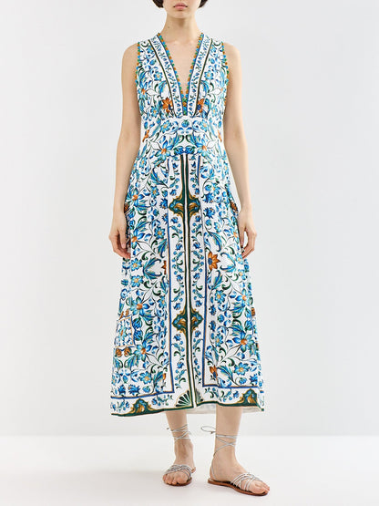 Flora Tile Midi Dress