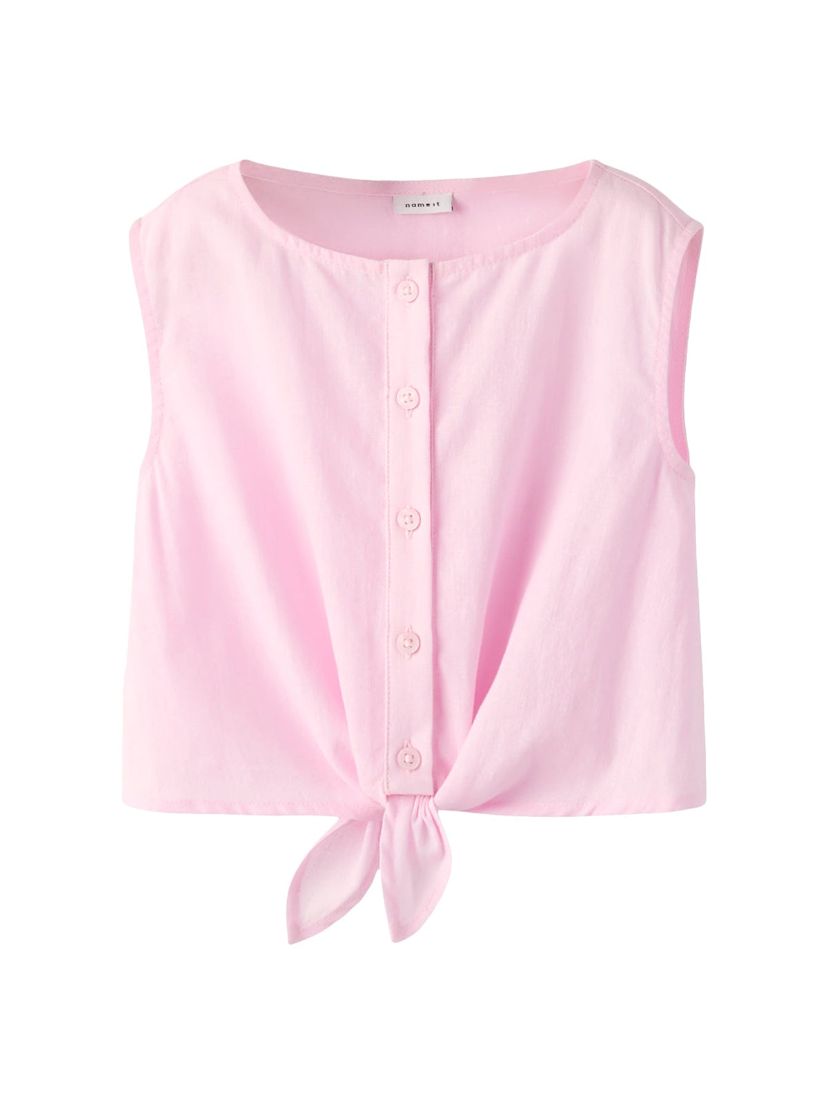 Kids' Sleeveless Cotton Linen Top Pink