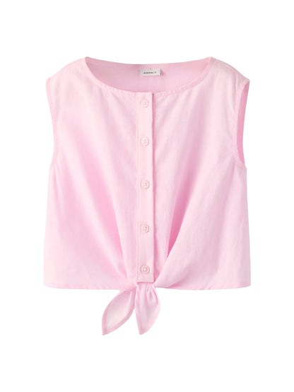 Kids' Sleeveless Cotton Linen Top Pink
