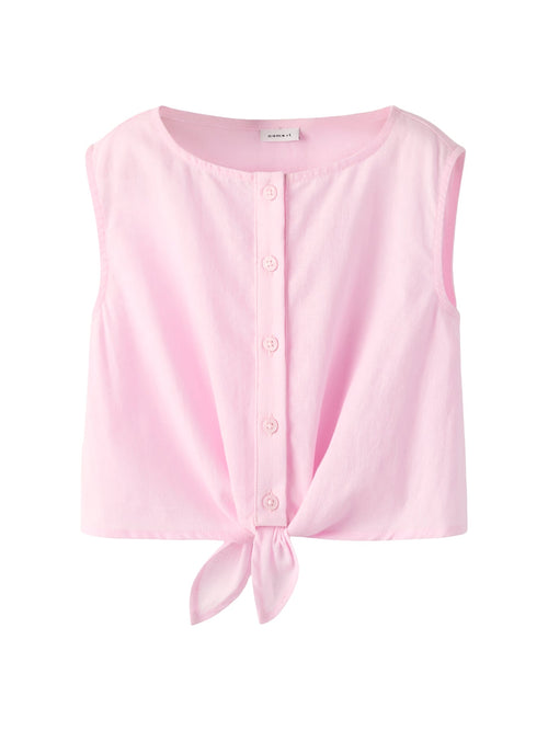 Kids' Sleeveless Cotton Linen Top Pink