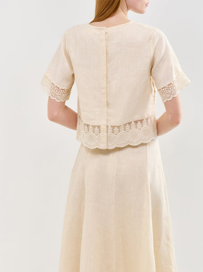 Linen Lace Top Cream