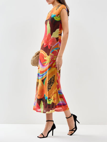 Rio Mesh Midi Dress Multi