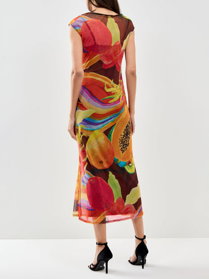 Rio Mesh Midi Dress Multi