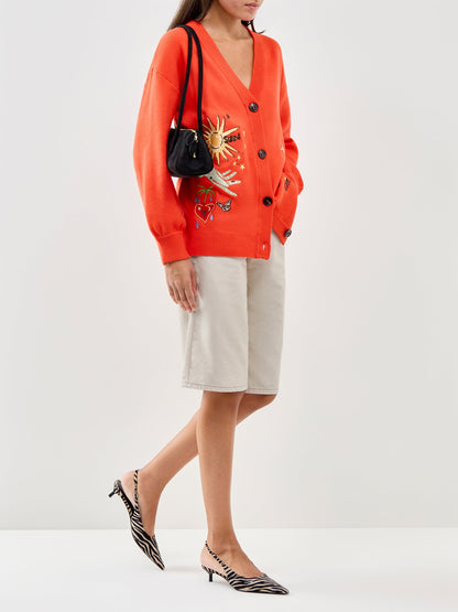 Tomato Celestial Cardigan Red