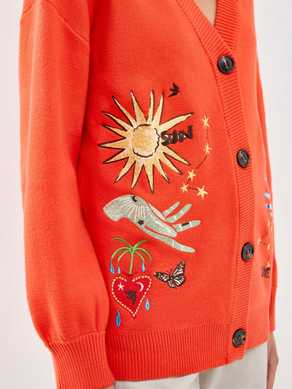 Tomato Celestial Cardigan Red