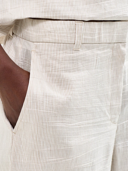 High Waisted Wide Leg Trousers Beige