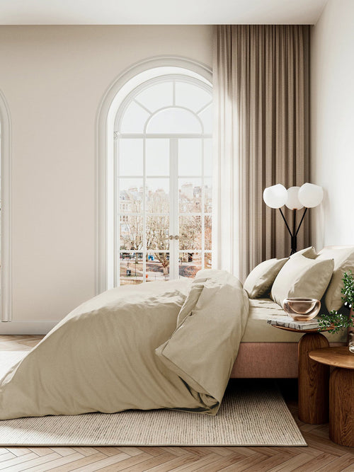 Bob 400 Thread Count Cotton Sateen Double Duvet Cover Set Gold
