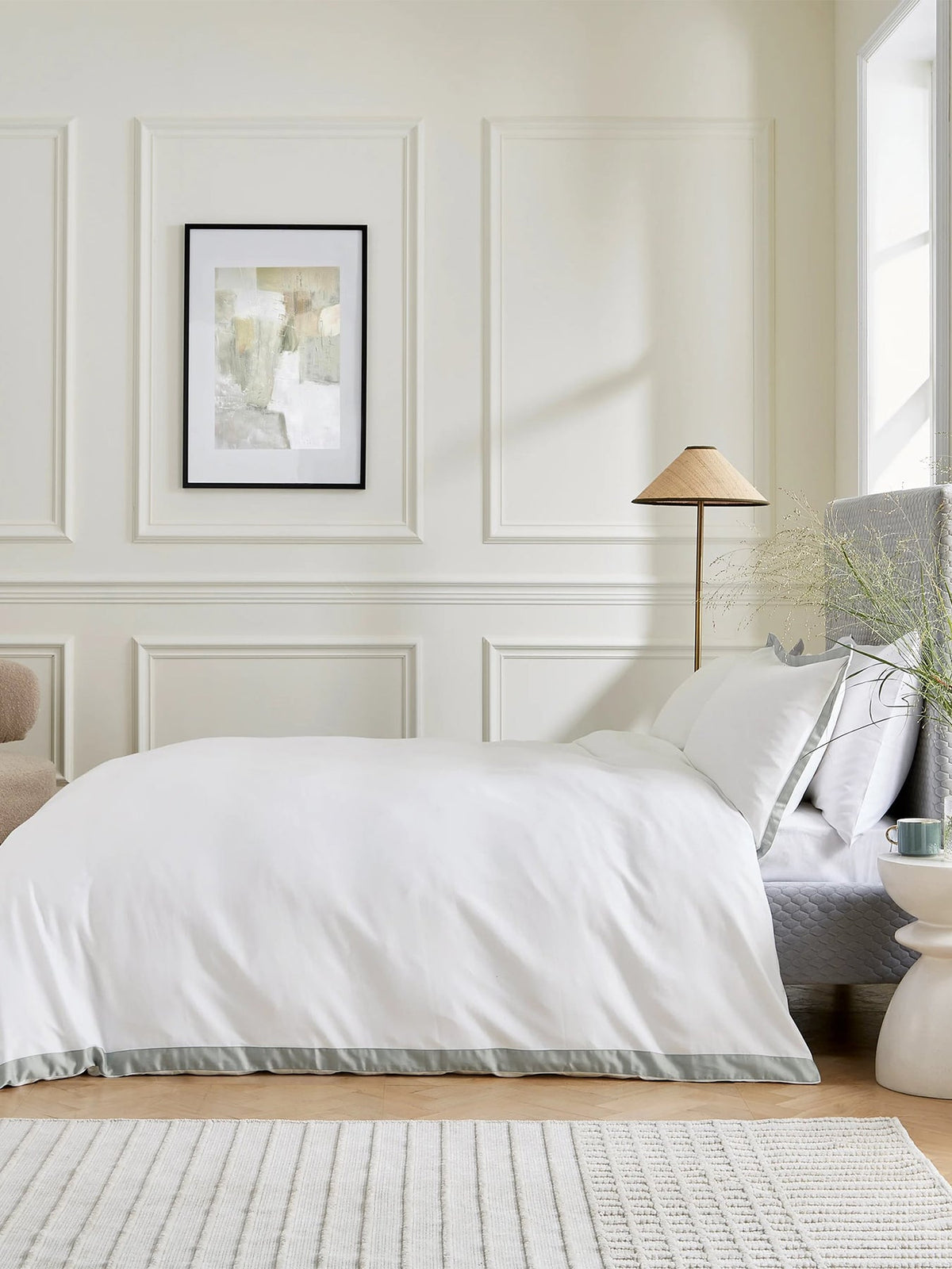 Olenna Cotton Sateen Double Duvet Cover Set Silver