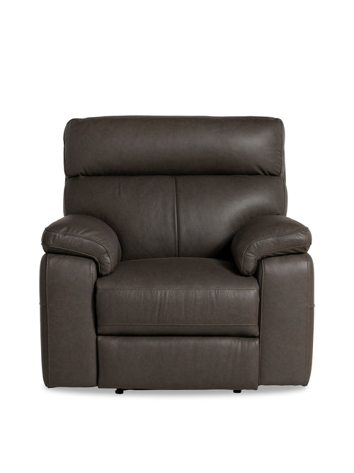 Clark Grey Leather Electric Recliner Armchair