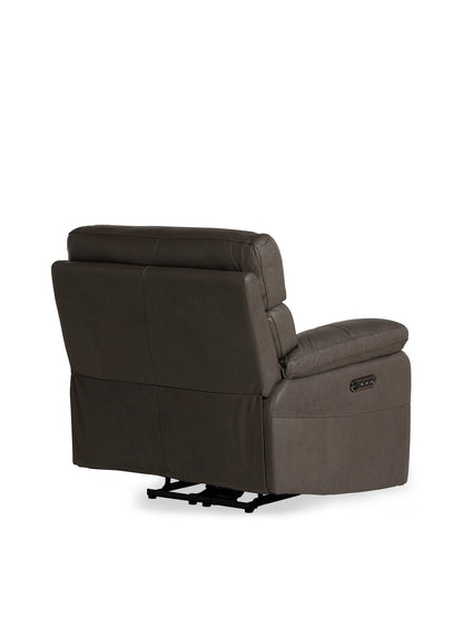 Clark Grey Leather Electric Recliner Armchair