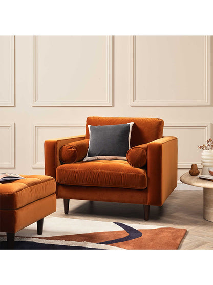 Hemingway Burnt Orange Velvet Armchair