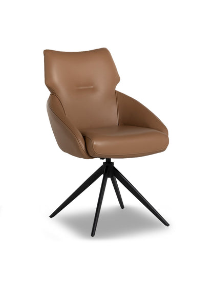 Allier Leather Swivel Dining Chair Brown