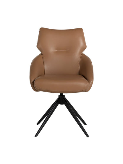 Allier Leather Swivel Dining Chair Brown
