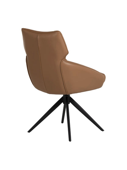 Allier Leather Swivel Dining Chair Brown