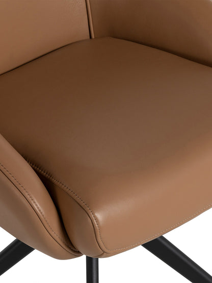 Allier Leather Swivel Dining Chair Brown