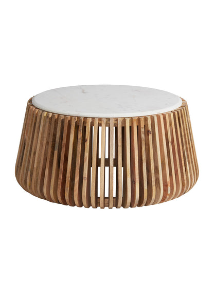 Ombra Mango Wood Coffee Table With Marble Top