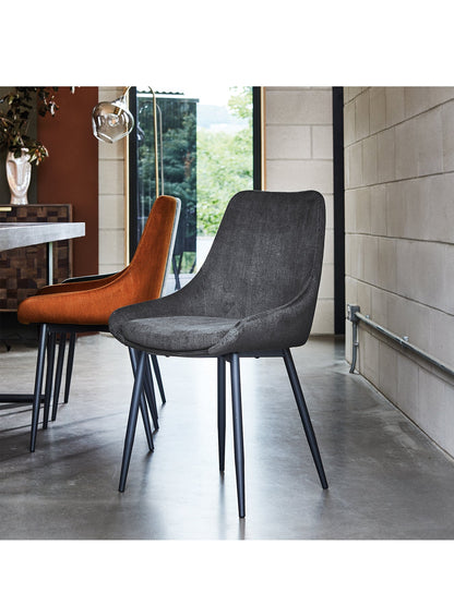 Emmett Cord Fabric Dining Chair Grey