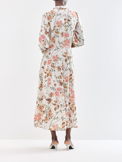 Grace 4 Floral Midi Shirt Dress Cream