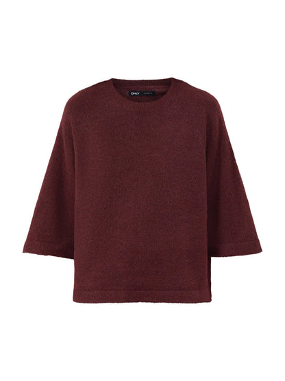 Simoni Three Quarter Sleeve Knitted Jumper Burgundy