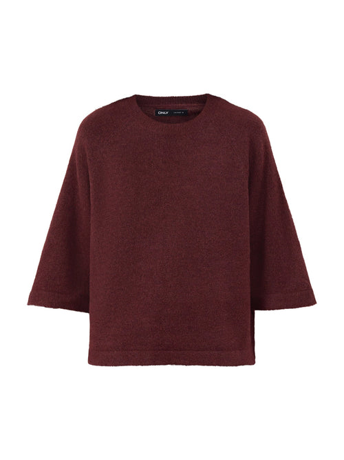 Simoni Three Quarter Sleeve Knitted Jumper Burgundy