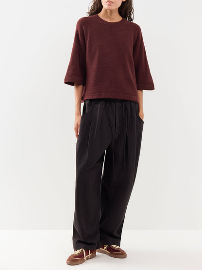 Simoni Three Quarter Sleeve Knitted Jumper Burgundy