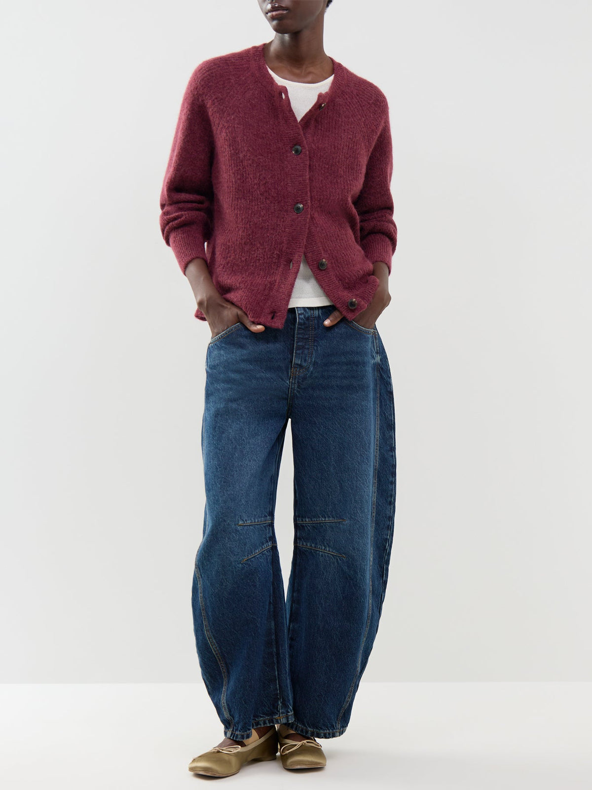 Lulu Knit Short Cardigan Burgundy