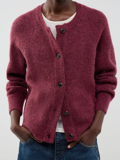 Lulu Knit Short Cardigan Burgundy