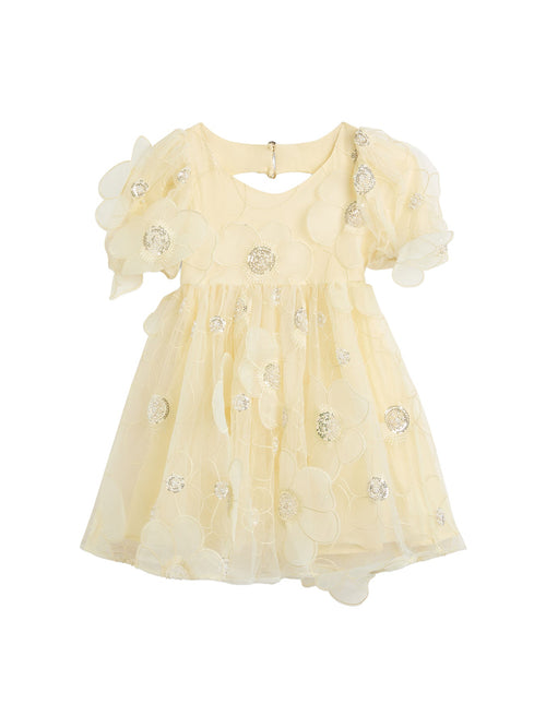 Kids' Jamie Flower Heart Mini Dress Yellow