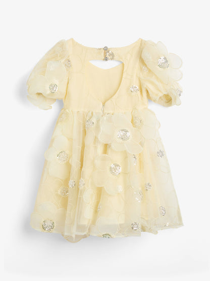 Kids' Jamie Flower Heart Mini Dress Yellow