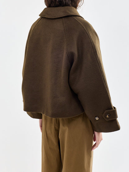 Wool Blend Pembroke Coat - Khaki