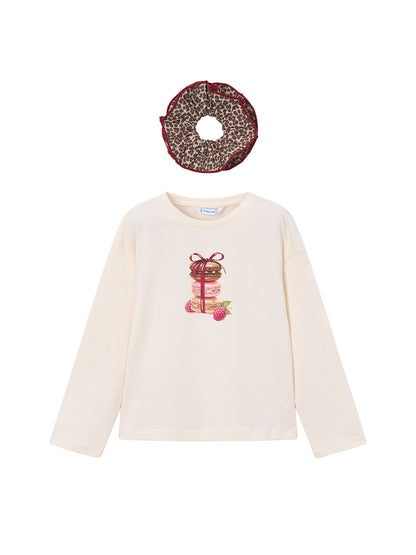 Kids' Long Sleeve T-Shirt With Print Hair Tie