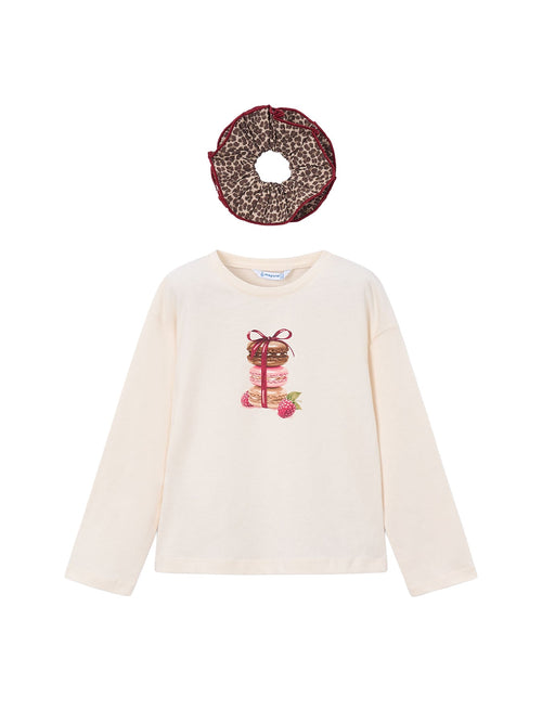 Kids' Long Sleeve T-Shirt With Print Hair Tie