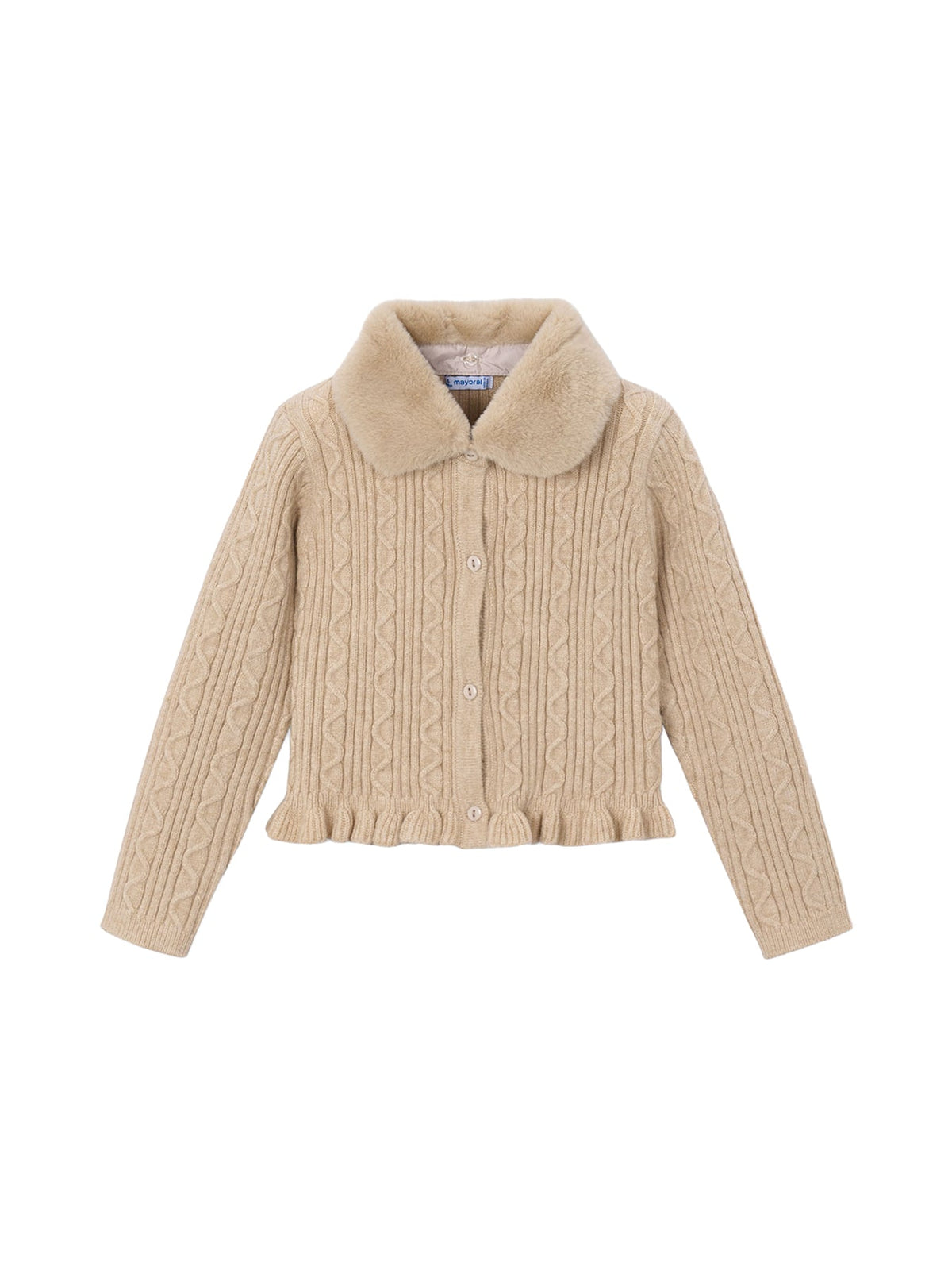 Kids' Faux Fur Collar Cardigan